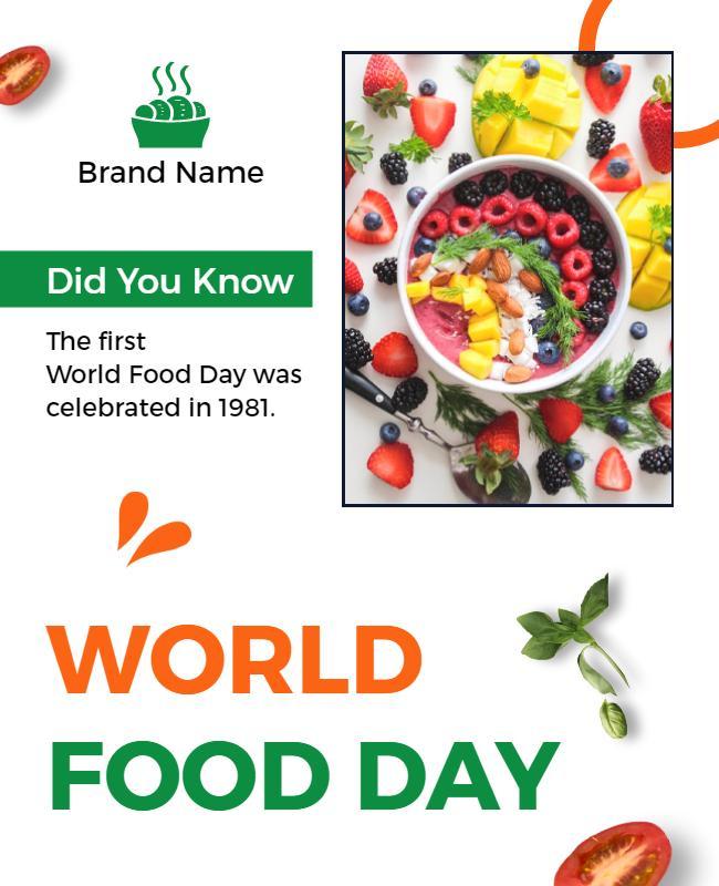 Colorful Fresh Fruit Bowl for World Food Day Poster Template