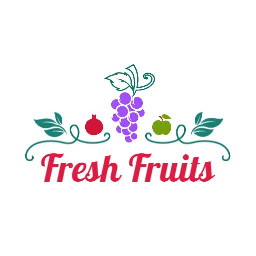 Colorful Fresh Grapes and Apples Representing Fruit Freshness Logo Template