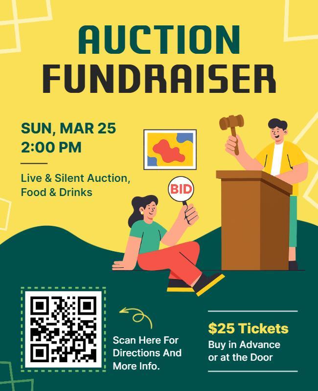 Colorful Fun Auction Fundraiser Event Poster Template