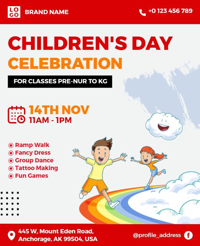 Colorful Fun Children's Day Celebration Activities Poster Template