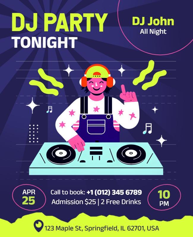 Colorful Fun DJ Party with Music Vibes Flyer Template