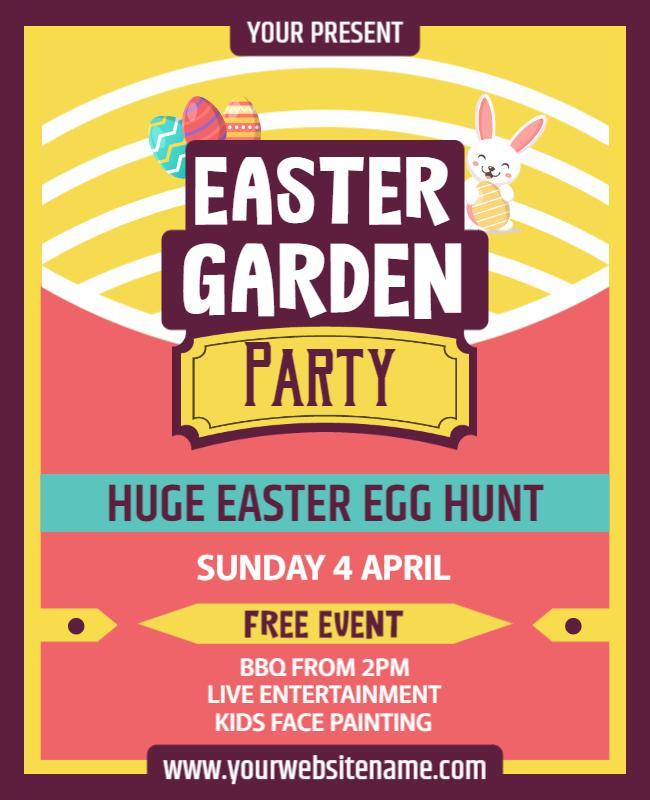 Colorful Fun Easter Garden Party Celebration Poster Template