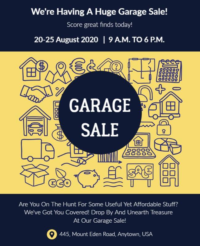 Colorful Fun Garage Sale Event Announcement Poster Template