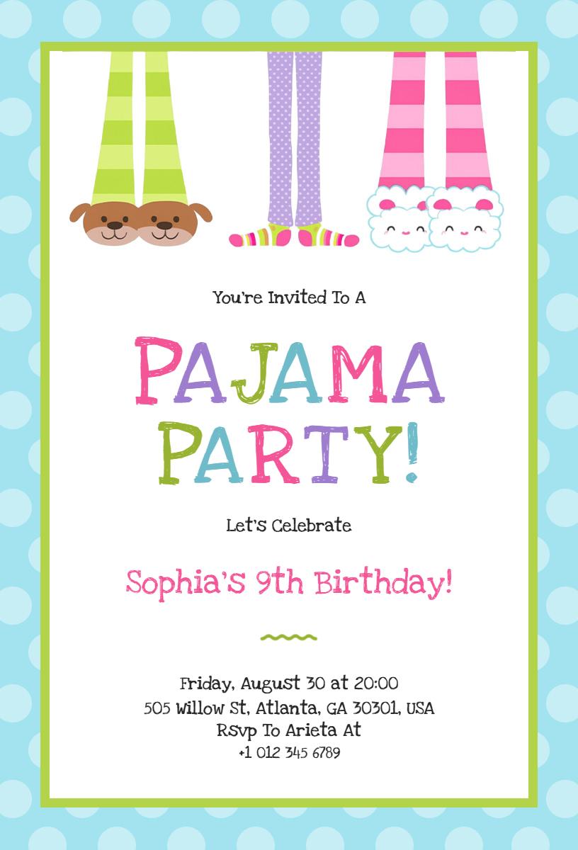 Colorful Fun Pajama Party Celebration Invitation Template