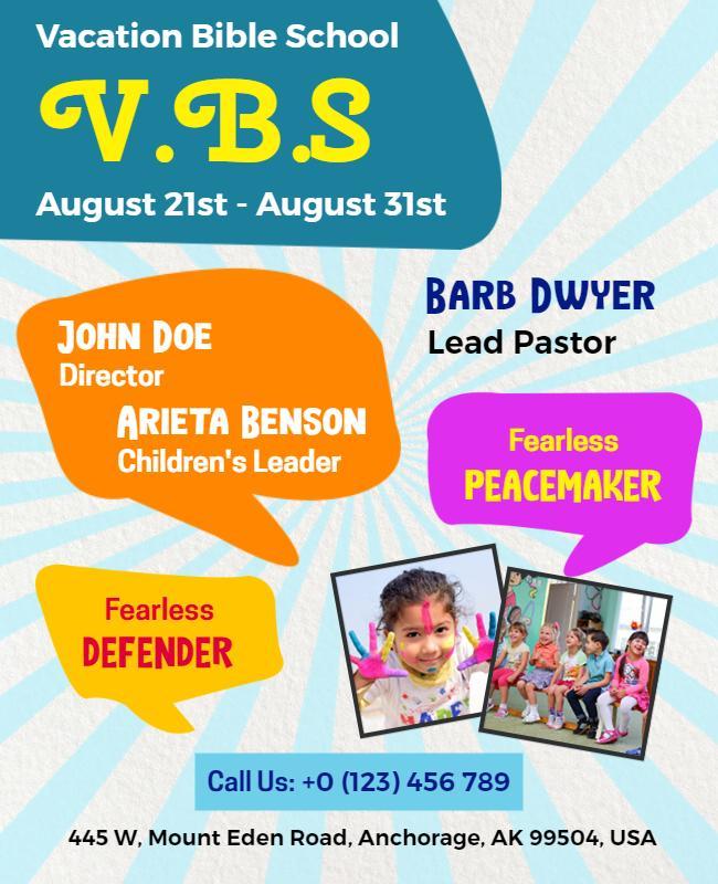 Colorful Fun Vacation Bible School Event Poster Template