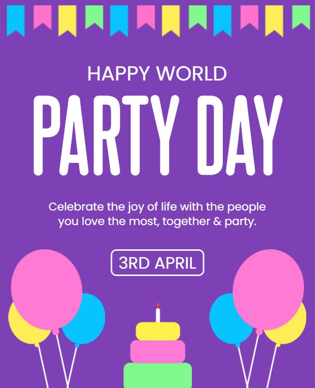 Colorful Fun World Party Day Celebration Poster Template
