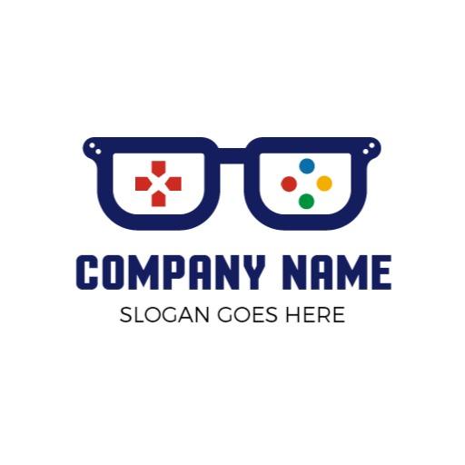 Colorful Gaming Icons Represented in Stylish Glasses Logo Template