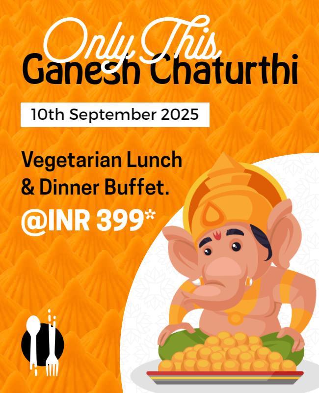 Colorful Ganesh Chaturthi Celebration Lunch and Dinner Buffet Poster Template