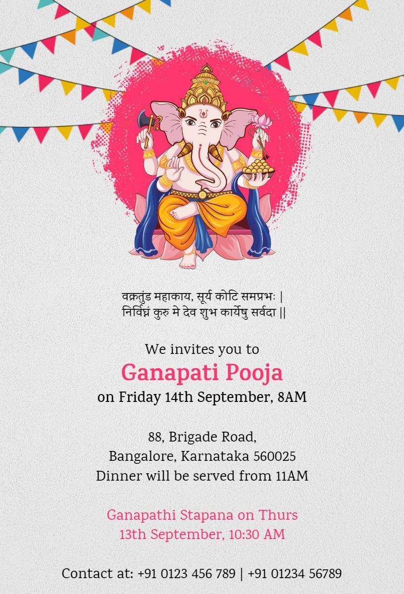 Colorful Ganesh Chaturthi Pooja Celebration Invitation Template
