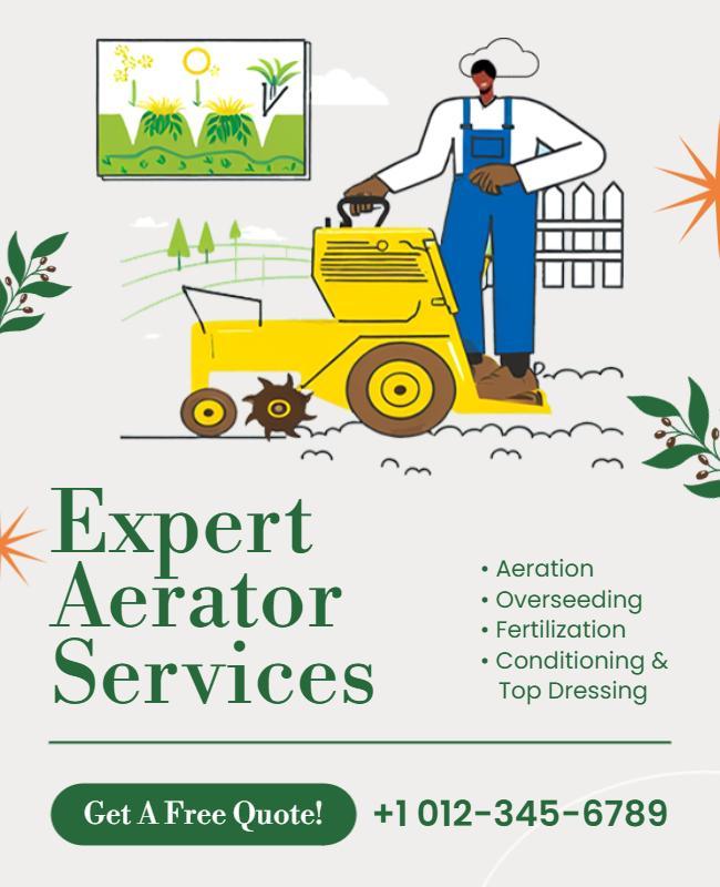 Colorful Gardening Service with Lawn Aerator Illustration Poster Template
