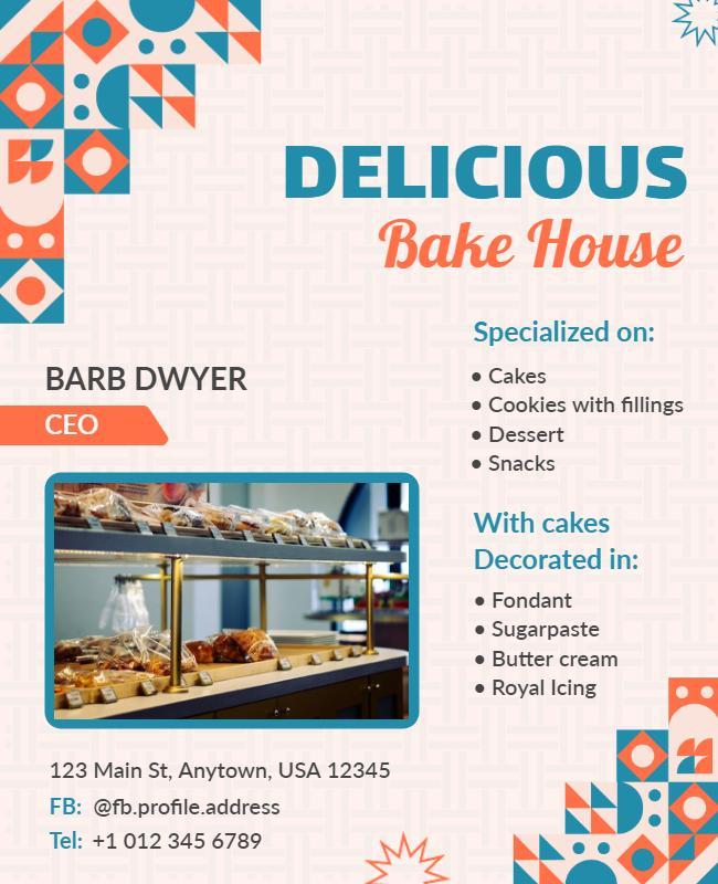 Colorful Geometric Bakery Menu Showcase Poster Template