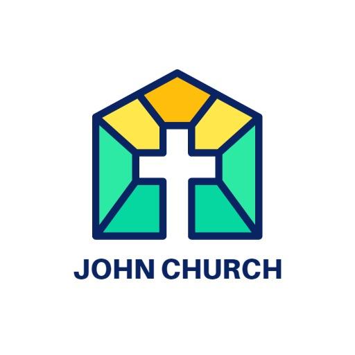 Colorful Geometric Church Design with Cross Symbol Logo Template