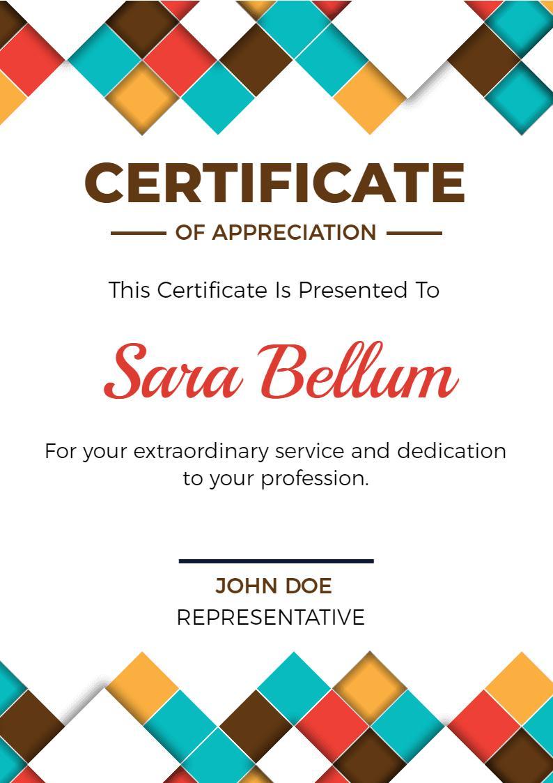 Colorful Geometric Design Appreciation Certificate Template