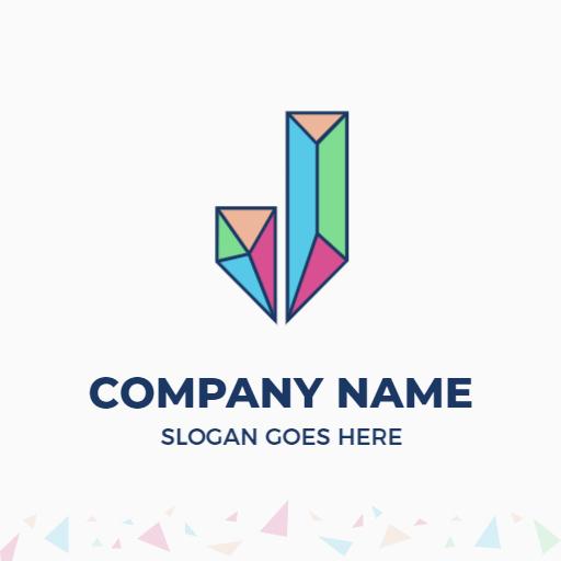 Colorful Geometric Design Featuring J Letter for Branding Logo Template