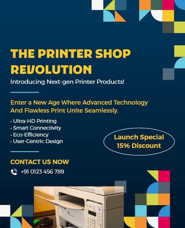 Colorful Geometric Design for Printer Shop Revolution Poster Template