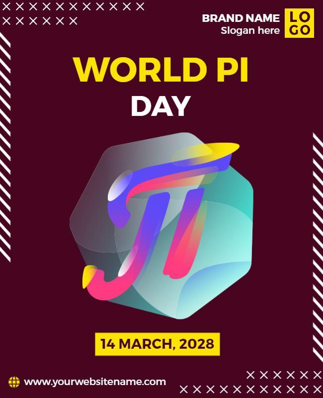 Colorful Geometric Design for World Pi Day Poster Template