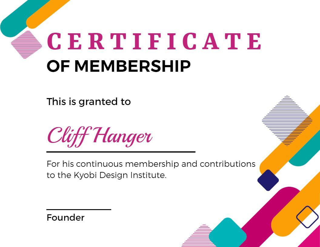Colorful Geometric Design Membership Certificate Template