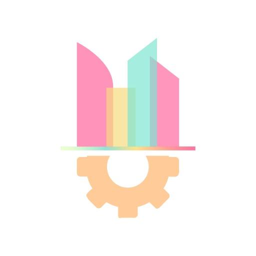 Colorful Geometric Design Representing Industrial Development Logo Template