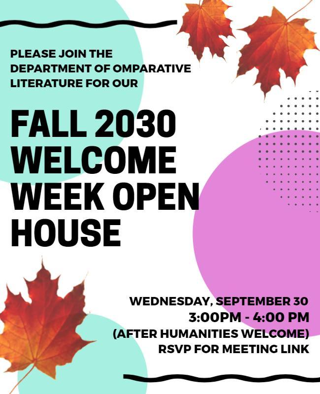 Colorful Geometric Fall Welcome Week Open House Poster Template
