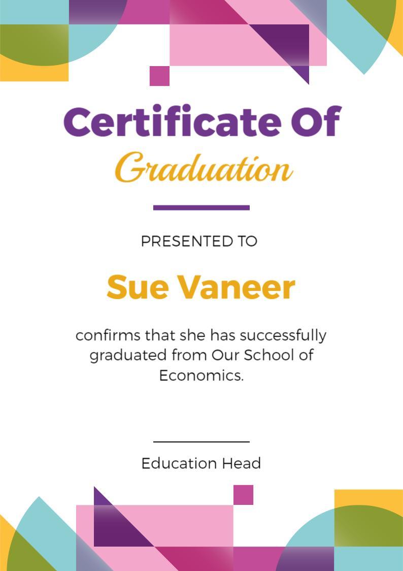 Colorful Geometric Graduation Achievement Certificate Template
