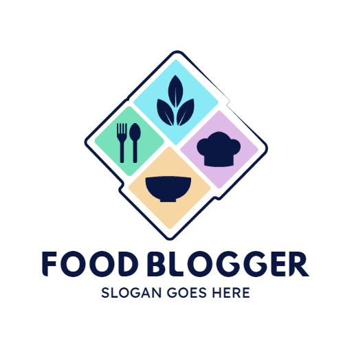 Colorful Geometric Kitchen Elements for Food Blogger Logo Template