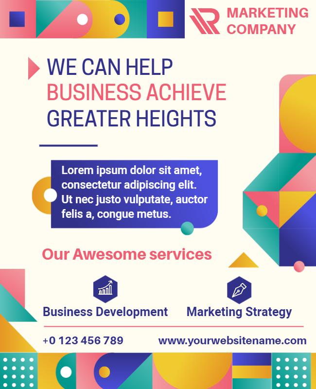 Colorful Geometric Marketing Services Promotion Poster Template