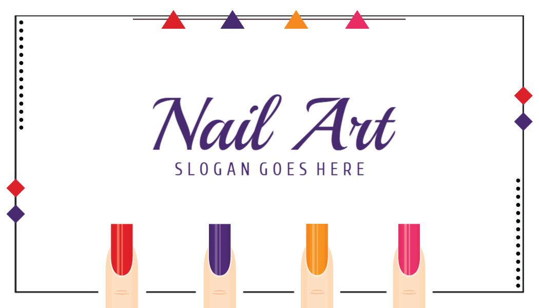 Colorful Geometric Nail Art Salon Business Card Template