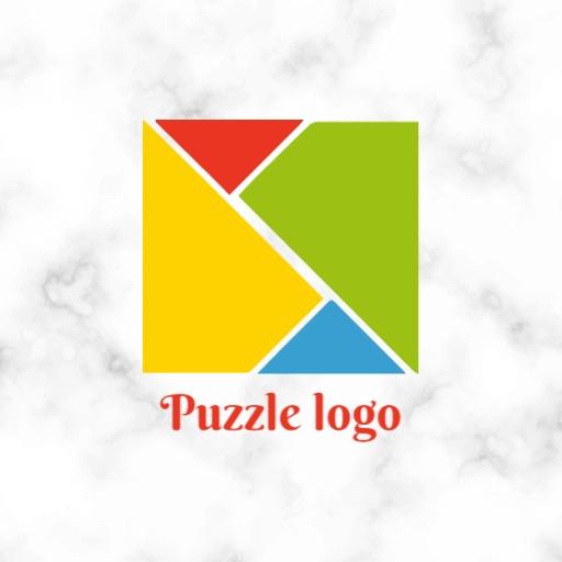 Colorful Geometric Puzzle Design Representing Square Logo Template