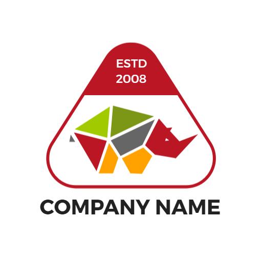 Colorful Geometric Rhino Design With Bold Shapes Logo Template