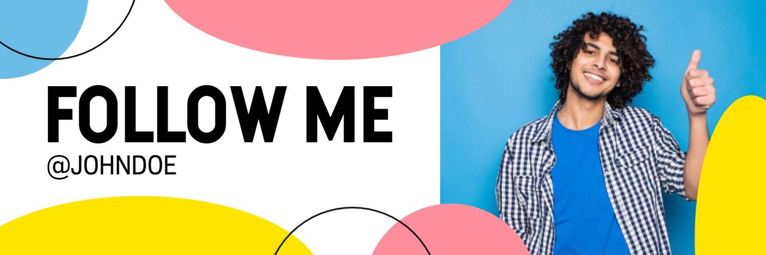 Colorful Geometric Shapes and Friendly Vibes Twitter Banner Template