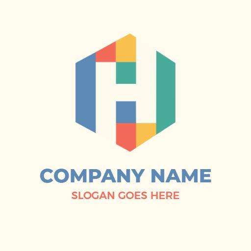 Colorful Geometric Shapes Forming an H Letter Logo Template