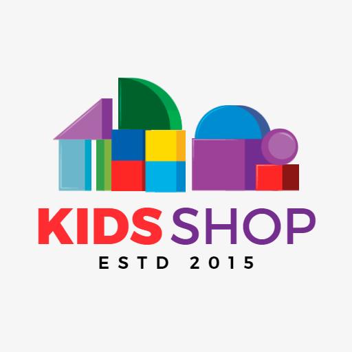 Colorful Geometric Shapes Representing Playful Kids Shop Logo Template