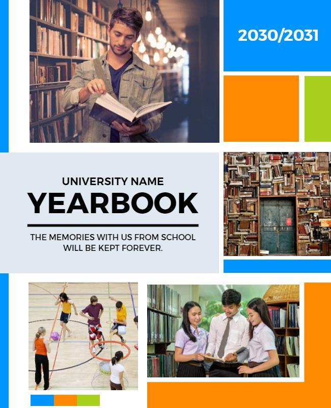 Colorful Geometric University Yearbook Memories Poster Template
