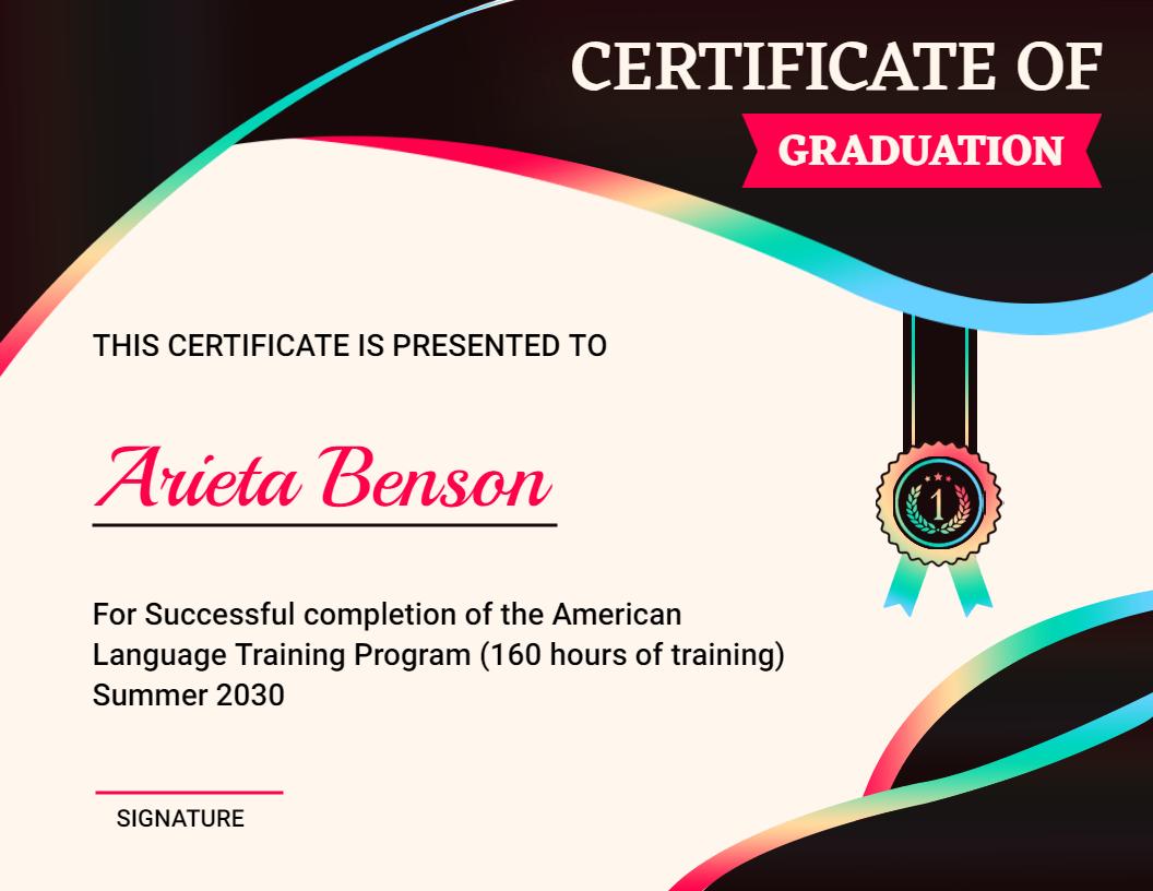 Colorful Gradient Graduation Achievement Certificate Template