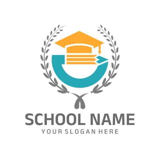 Colorful Graduation Cap and Books Design for School Logo Template