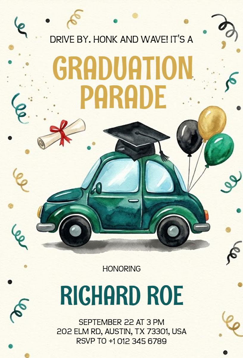 Colorful Graduation Parade Celebration Invitation Template