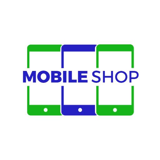 Colorful Green and Blue Mobile Devices for Mobile Shop Logo Template