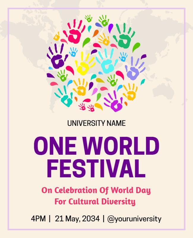 Colorful Handprints Theme for Cultural Diversity Festival Poster Template