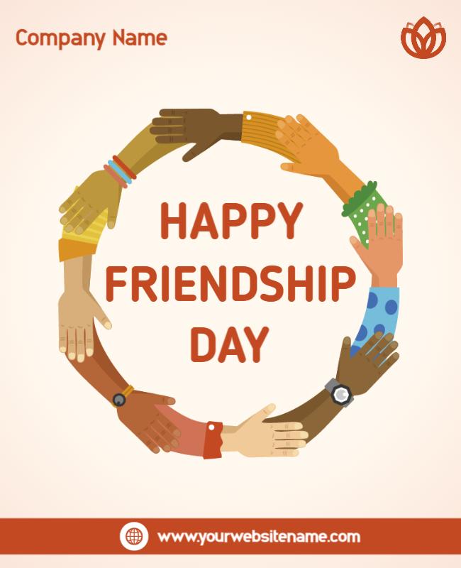Colorful Hands Circle for Friendship Day Celebration Flyer Template