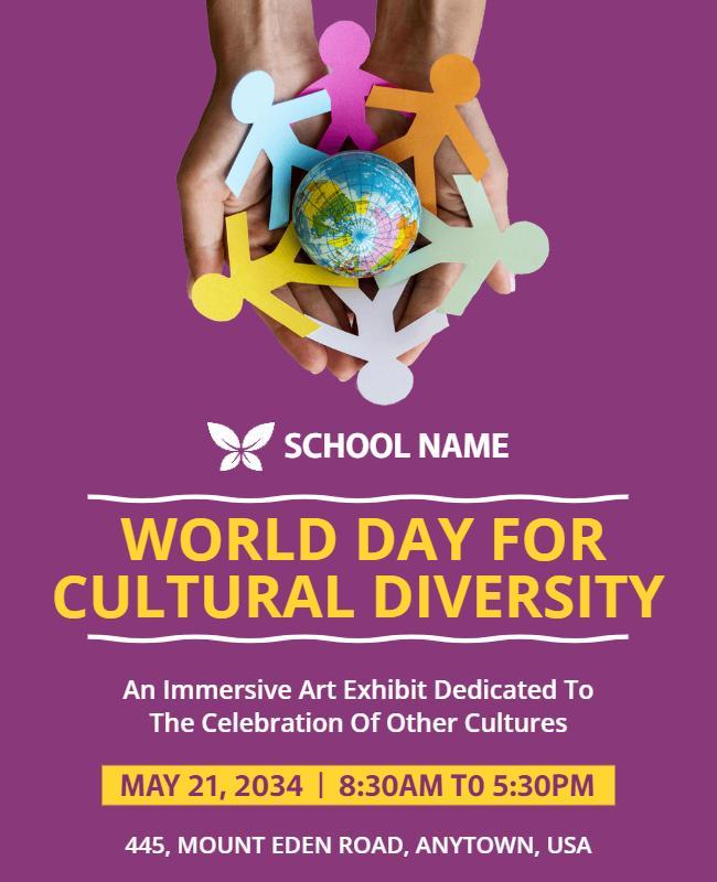 Colorful Hands United for Cultural Diversity Exhibit Poster Template