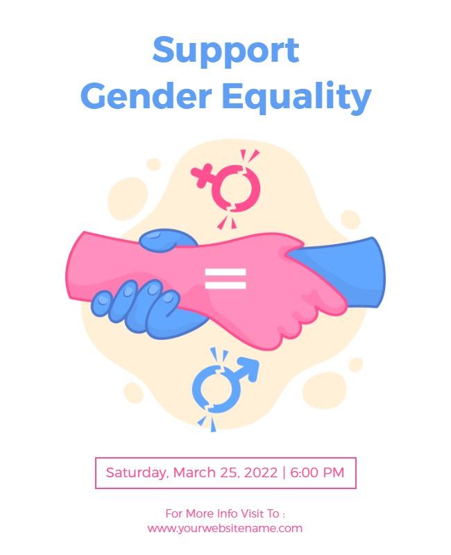 Colorful Handshake Promoting Gender Equality Flyer Template
