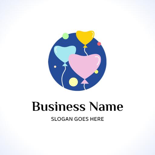 Colorful Heart and Round Balloons Celebrating Events Logo Template