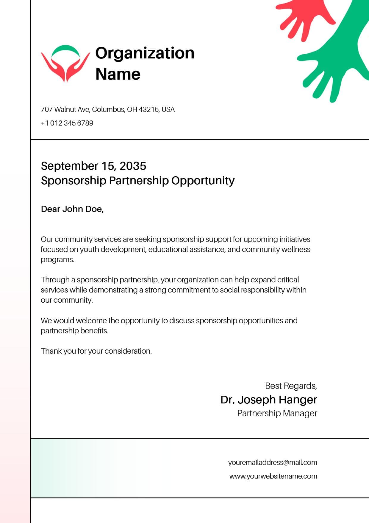 Colorful Helping Hands Non-Profit Organization Letterhead Template