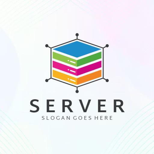 Colorful Hexagonal Server Design Showcasing Data Management Logo Template
