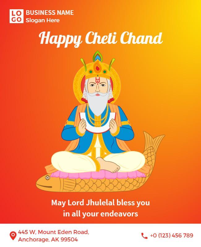 Colorful Hindu Festival Celebration Cheti Chand Poster Template