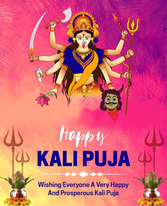 Colorful Hindu Goddess Kali Puja Celebration Poster Template