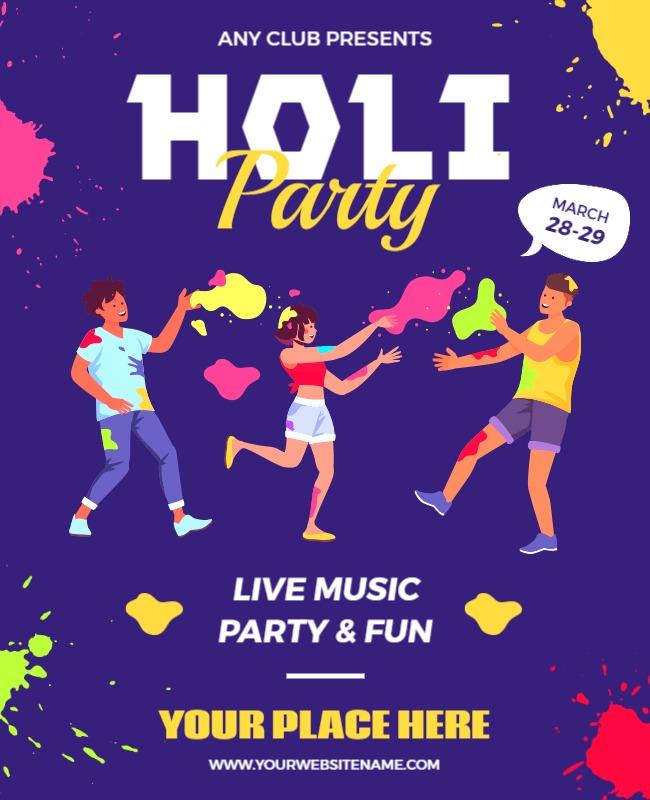Colorful Holi Festival Party Celebration Poster Template