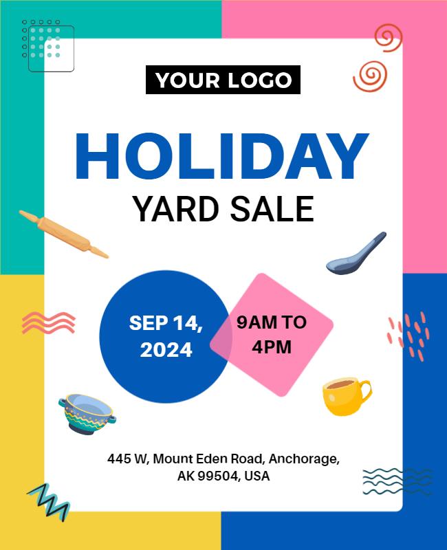 Colorful Holiday Yard Sale Event Flyer Template