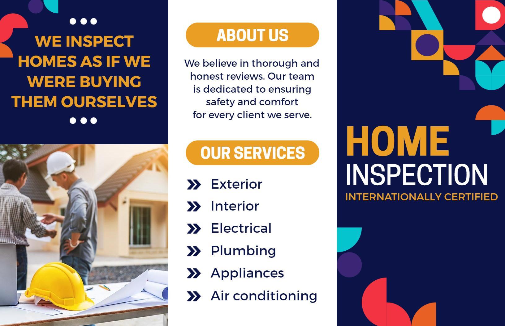 Colorful Home Inspection Services and Certifications Brochure Template
