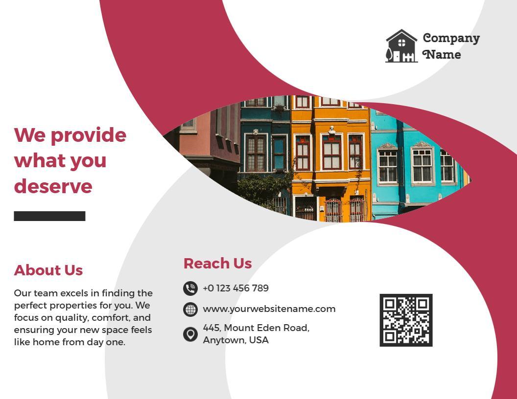 Colorful Home Property Listings and Real Estate Services Brochure Template